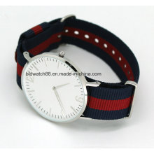 Hot Sports Stainless Steel Slim Nylon Band Watch for Man Woman